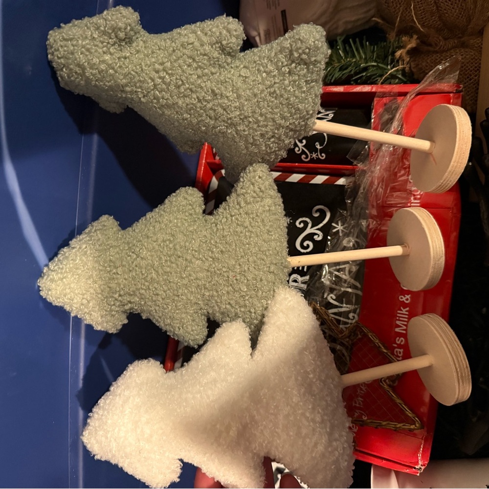 Set of Three Plush Christmas Tree Decorations